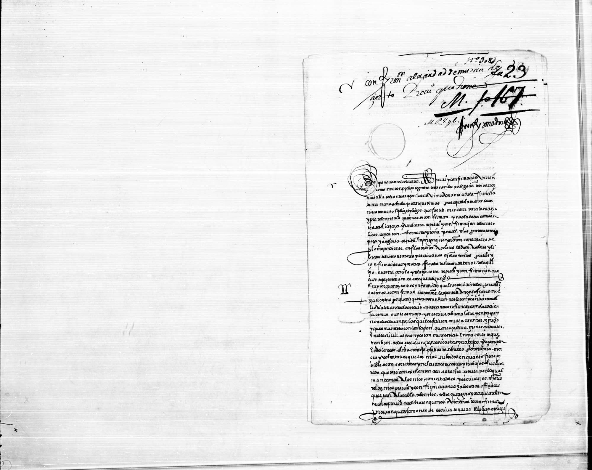 Carta de confirmación de Felipe II a la ciudad de Murcia y a sus vecinos de varias exenciones fiscales.